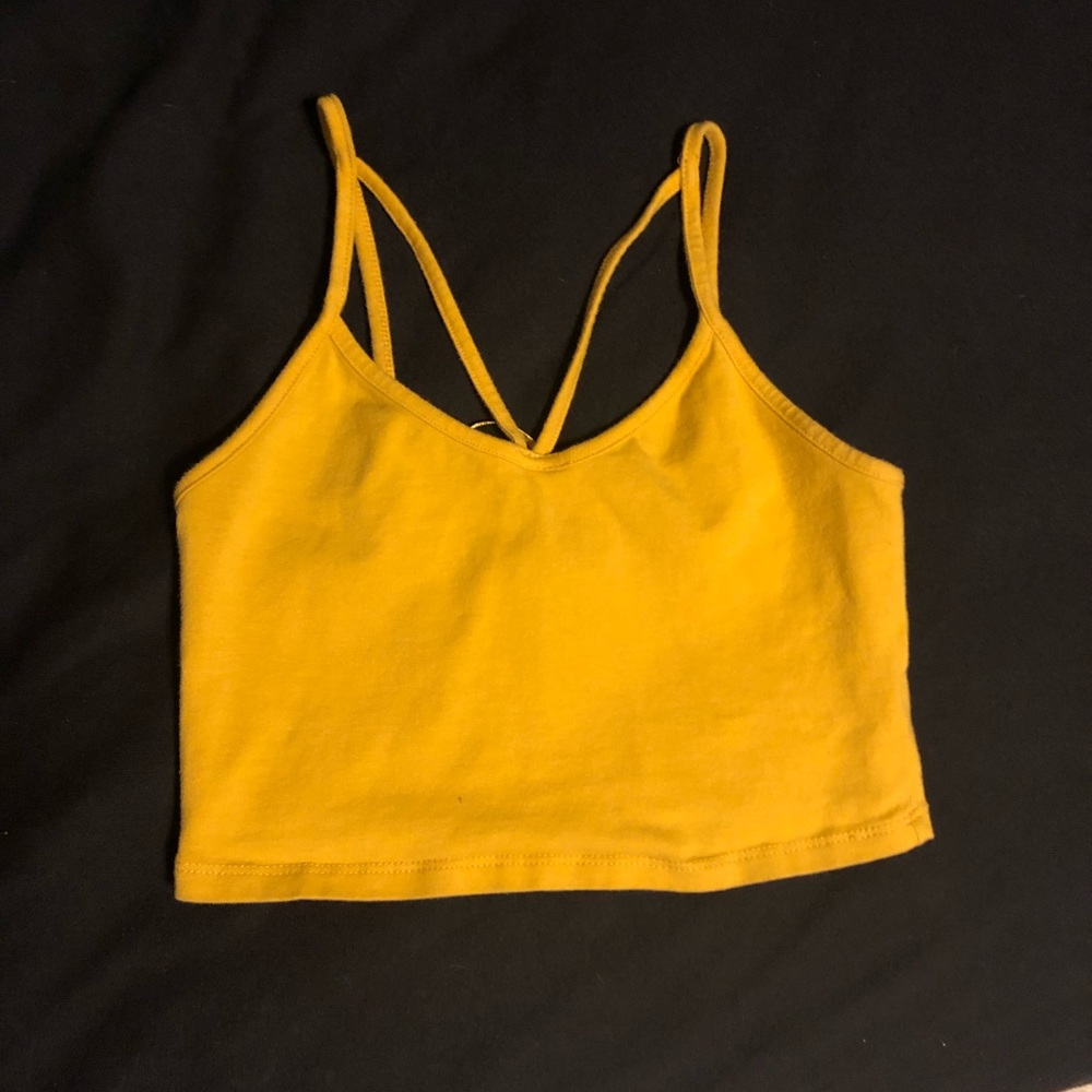 Yellow super cropped tank undershirt